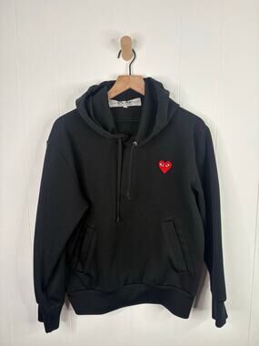 Comme Des Garcons Play Heart Hoodie Medium Black Casual Pullover Streetwear